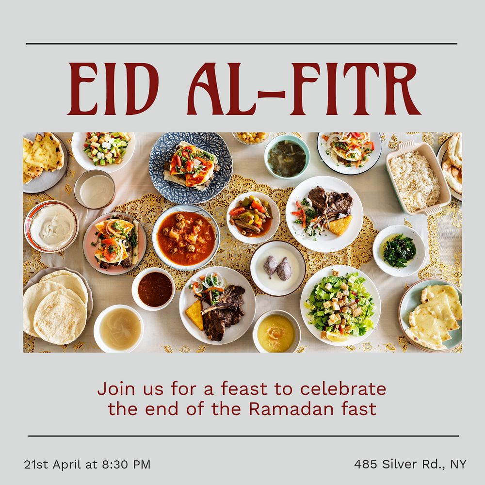 Eid al-Fitr Instagram post template, editable design