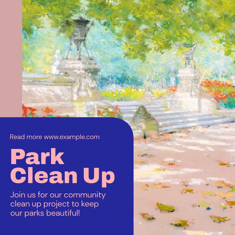 Park clean up Instagram post template, editable text