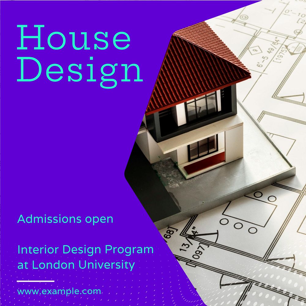 House design Instagram post template, editable text