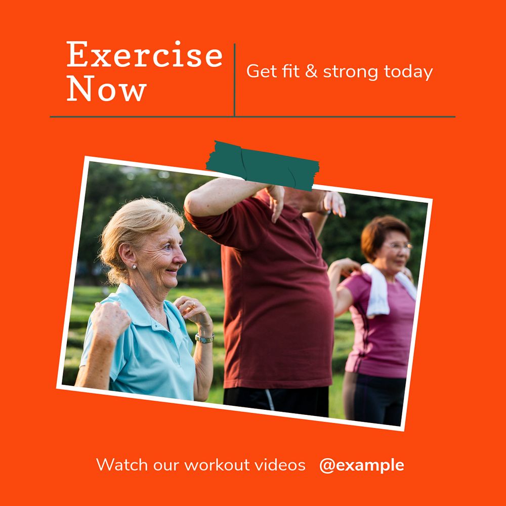 Exercise now Instagram post template, editable design