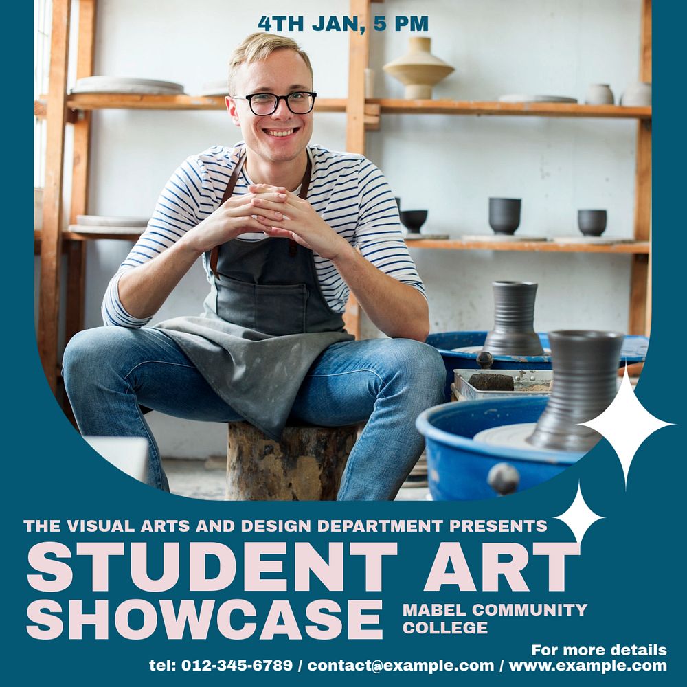 Student art showcase Instagram post template, editable design