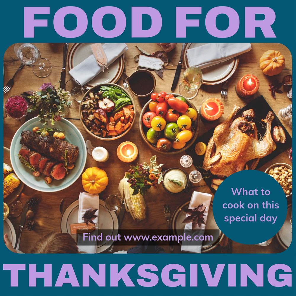 Thanksgiving food Instagram post template, editable design