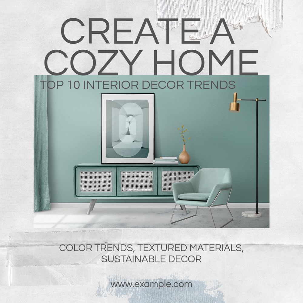 Cozy home Facebook post template, editable design