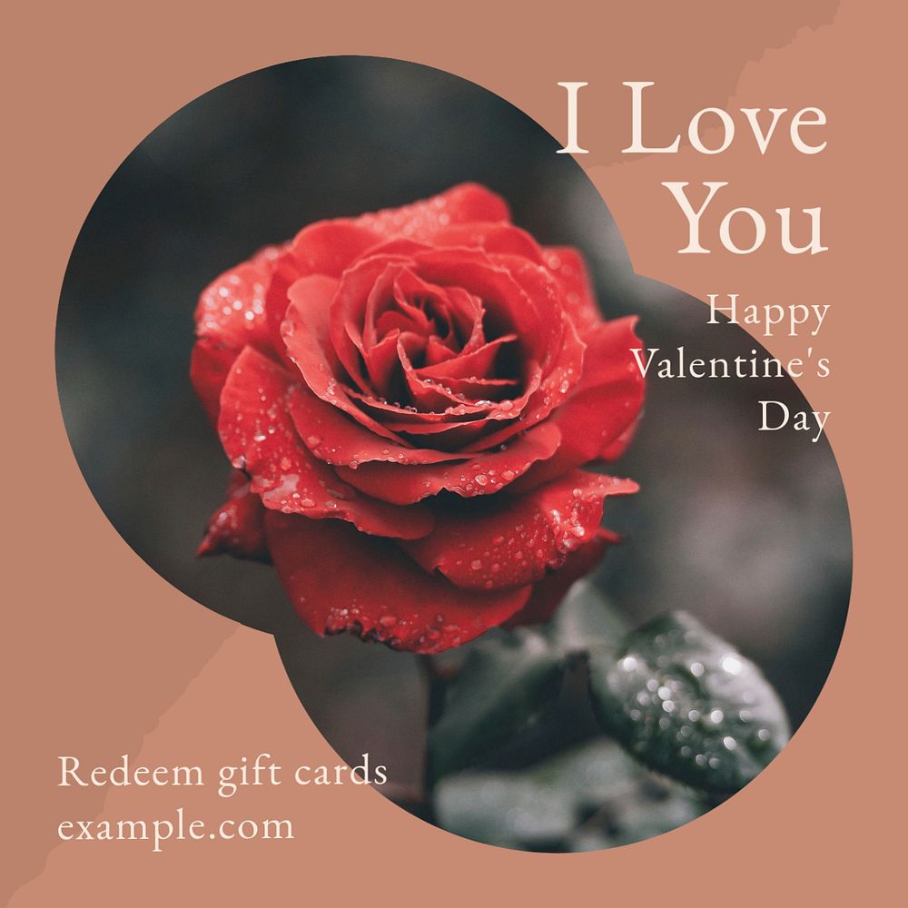 I love you Instagram post template, editable text