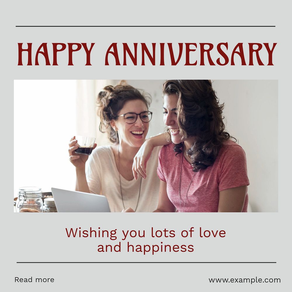 Happy anniversary Instagram post template, editable design