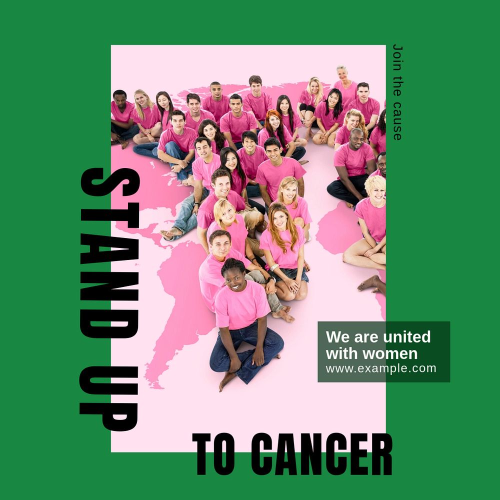 Cancer awareness Instagram post template, editable design