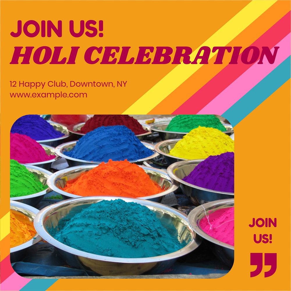 Holi celebration Instagram post template, editable design