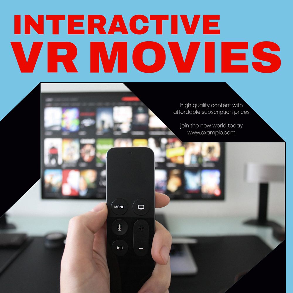 VR movies Instagram post template, editable design