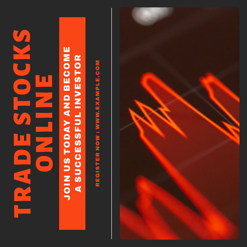 Trade stocks online Instagram post template, editable design