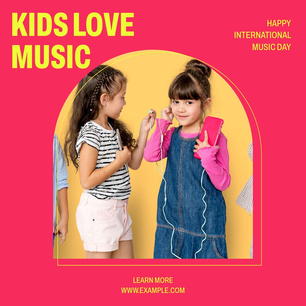 Kids love music Instagram post template, editable design