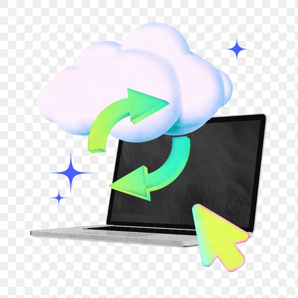 Cloud storage png element, editable technology collage remix