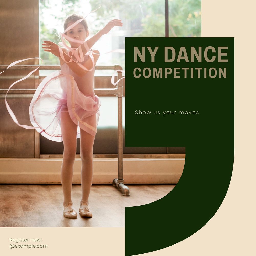 Dance competition Instagram post template, editable design