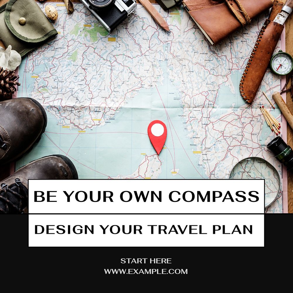 Travel plan Instagram post template, editable design