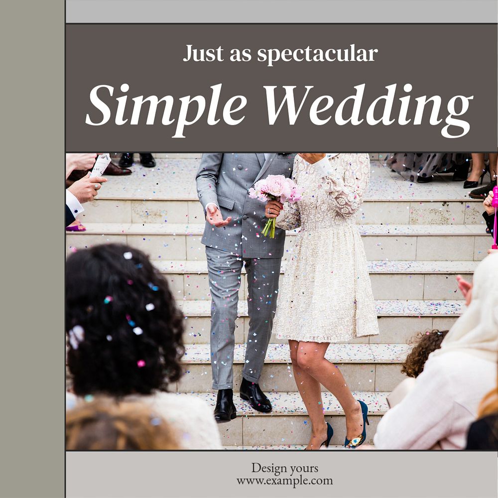 Simple wedding Instagram post template, editable text