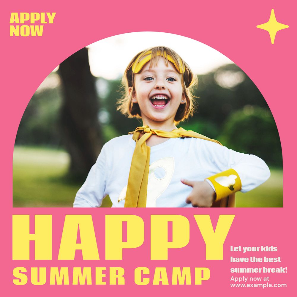 Summer camp Instagram post template, editable design