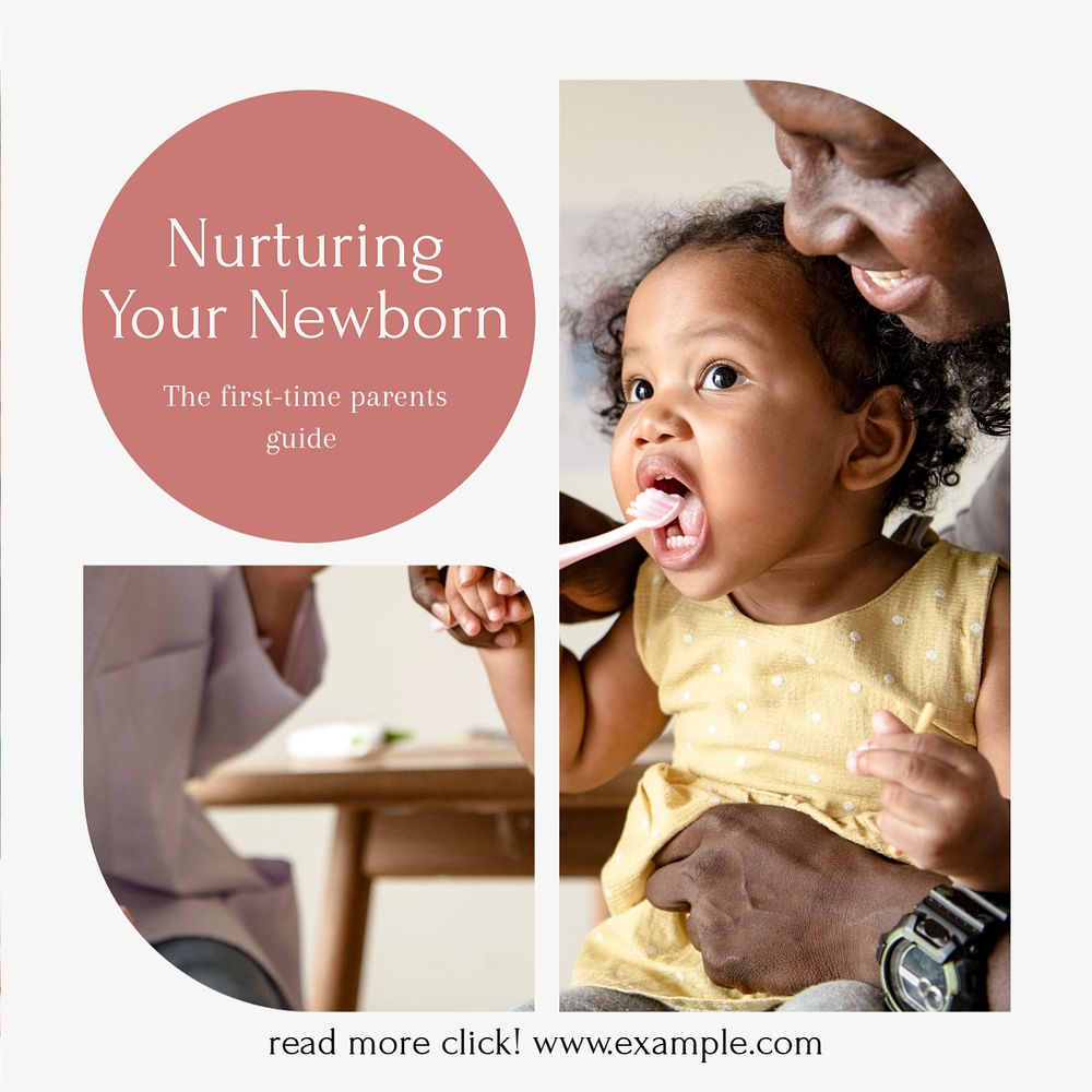 Newborn nurturing Instagram post template, editable social media design