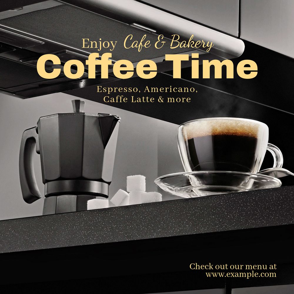 Coffee time Instagram post template, editable text