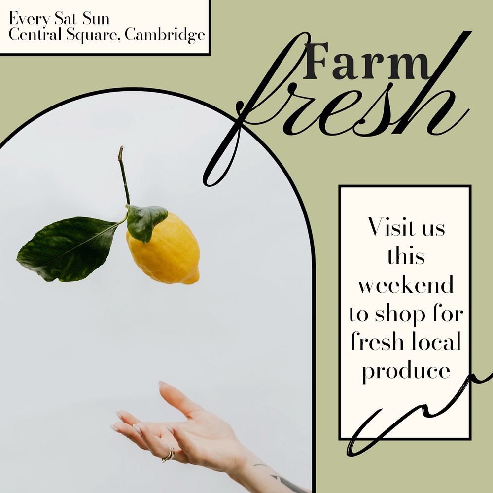 Farm fresh Instagram post template, editable text