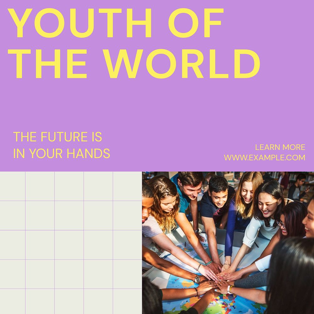 World youth Instagram post template, editable design