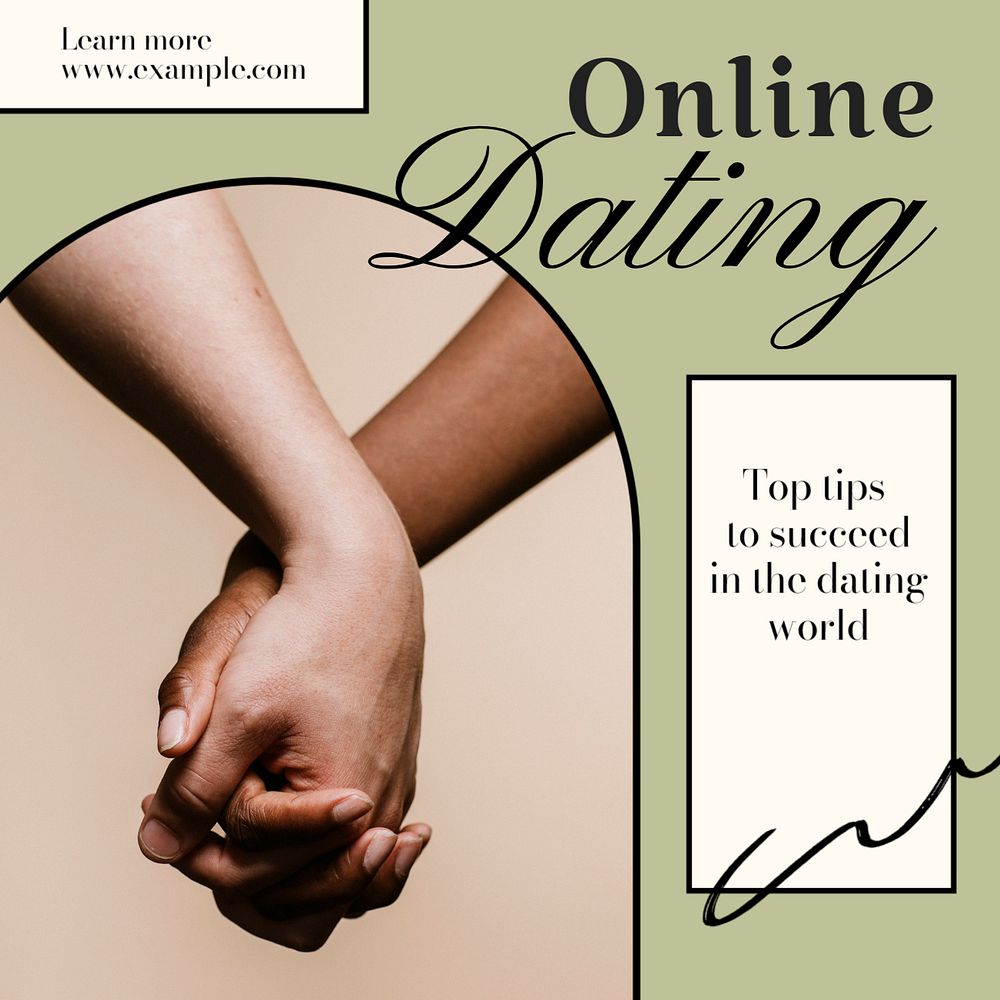 Online dating Instagram post template, editable text