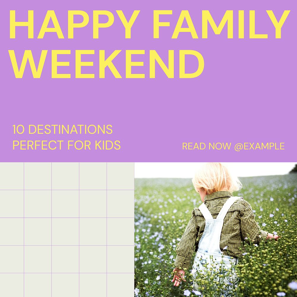 Happy family weekend Instagram post template, editable design