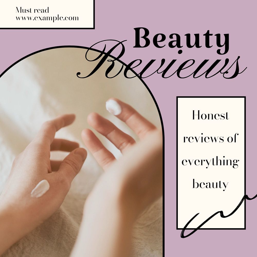 Beauty reviews Instagram post template, editable text