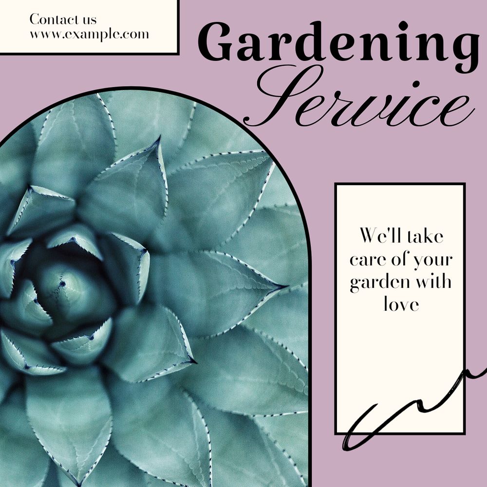 Gardening service social media template, editable design