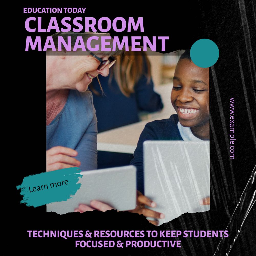 Classroom management Instagram post template, editable design