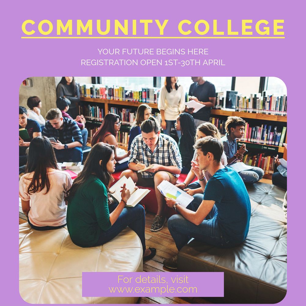 Community college Instagram post template, editable design