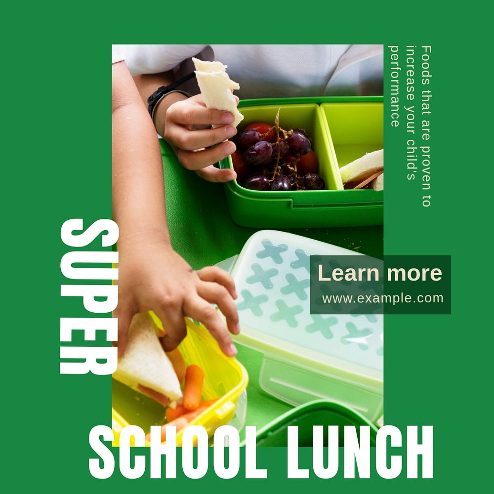 School lunch Instagram post template, editable design