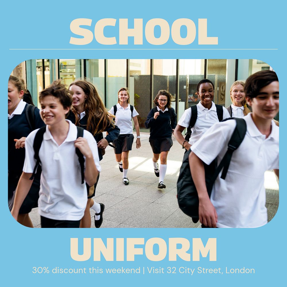 School uniform Instagram post template, editable design