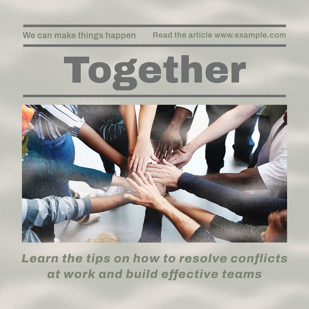 Teamwork & collaboration Instagram post template, editable design