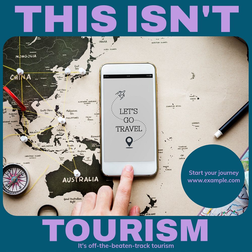 Travel Instagram post template, editable design