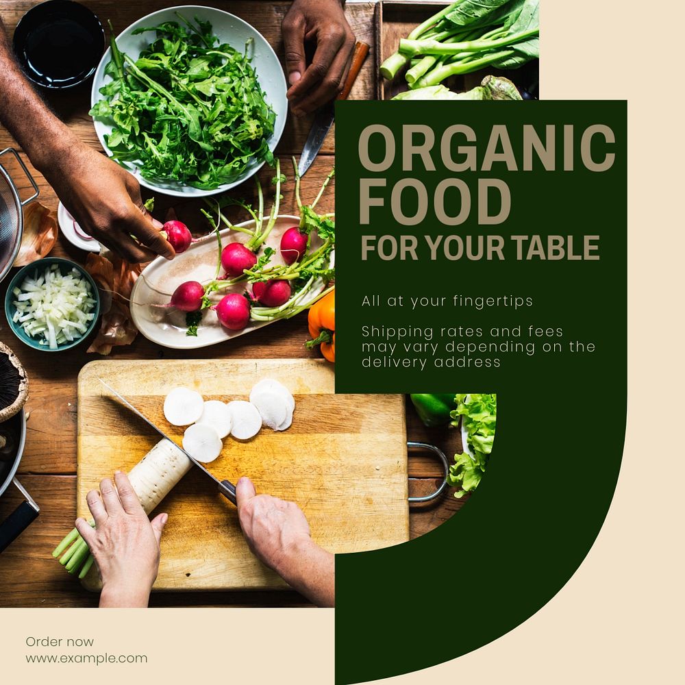 Organic food Instagram post template, editable design