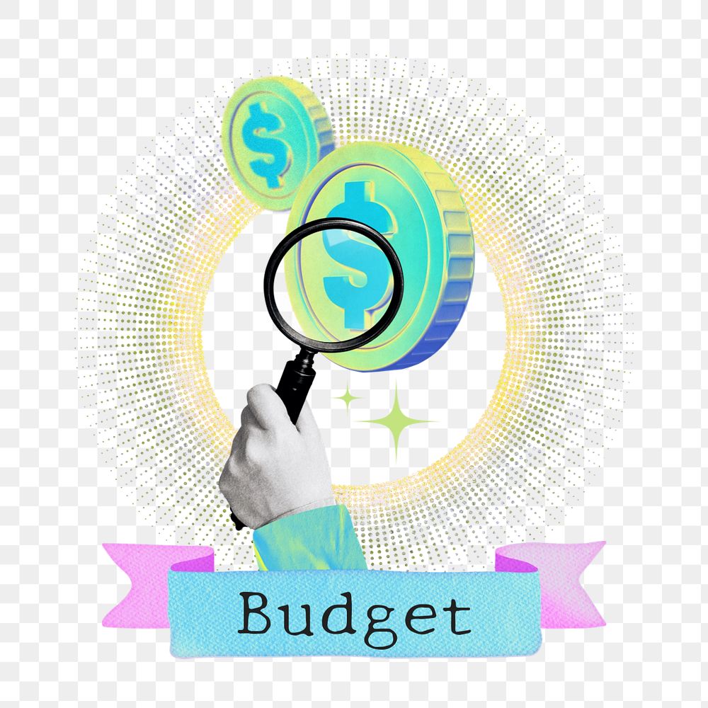 Budget word png element, editable financial control collage remix