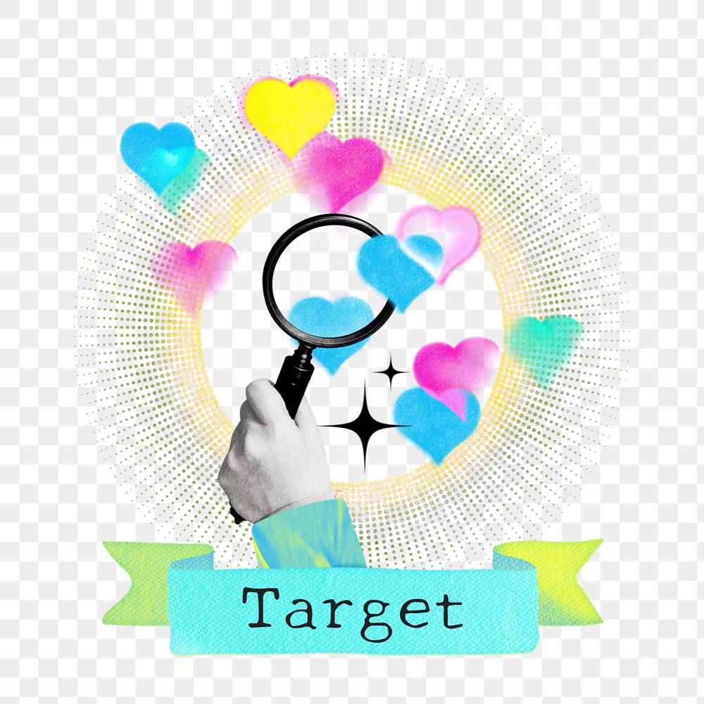 Target word png element, editable love searching collage remix