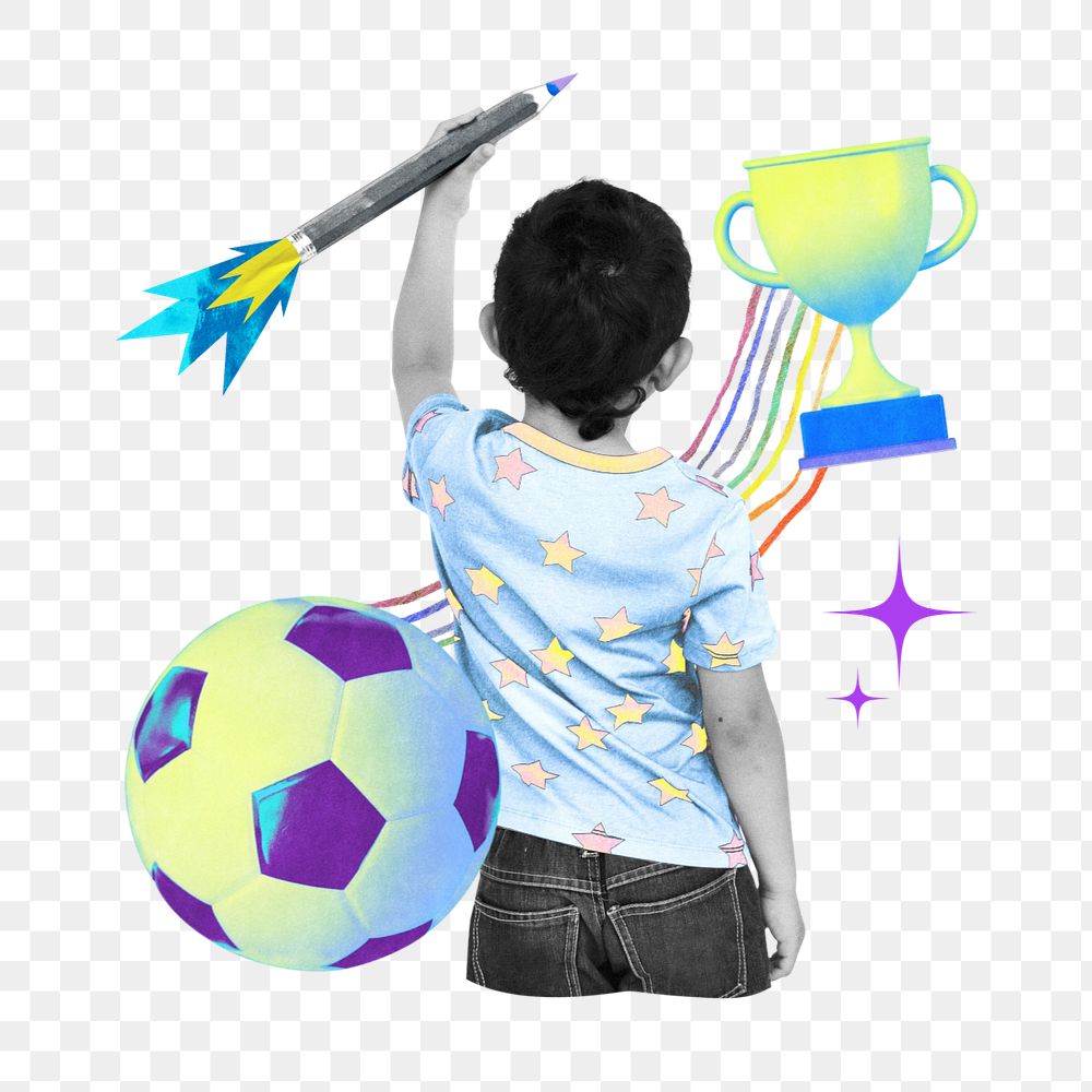 Gradient boy png element, editable child education collage remix