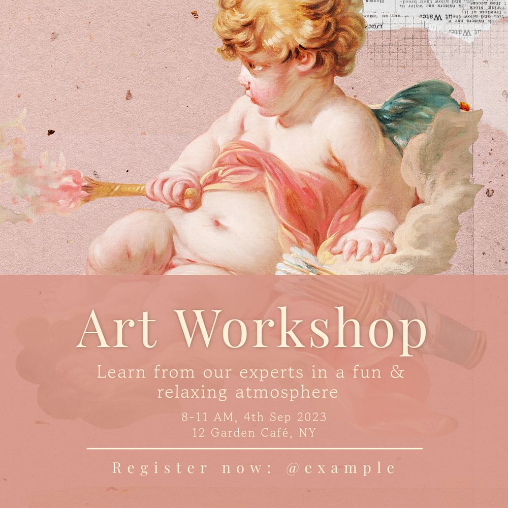 Art workshop Instagram post template, editable text