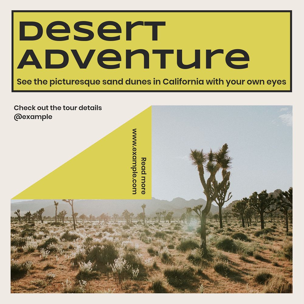 Desert tour Facebook post template, editable design