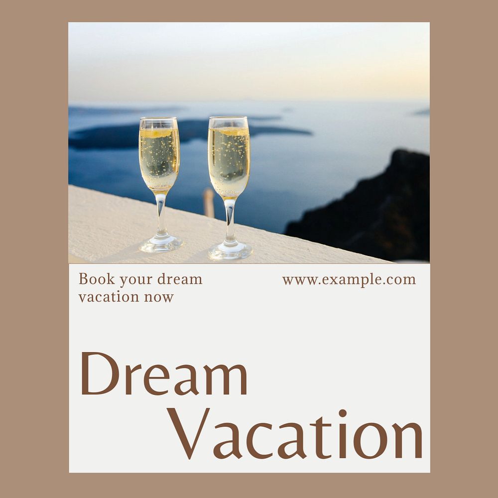 Dream vacation Instagram post template, editable text