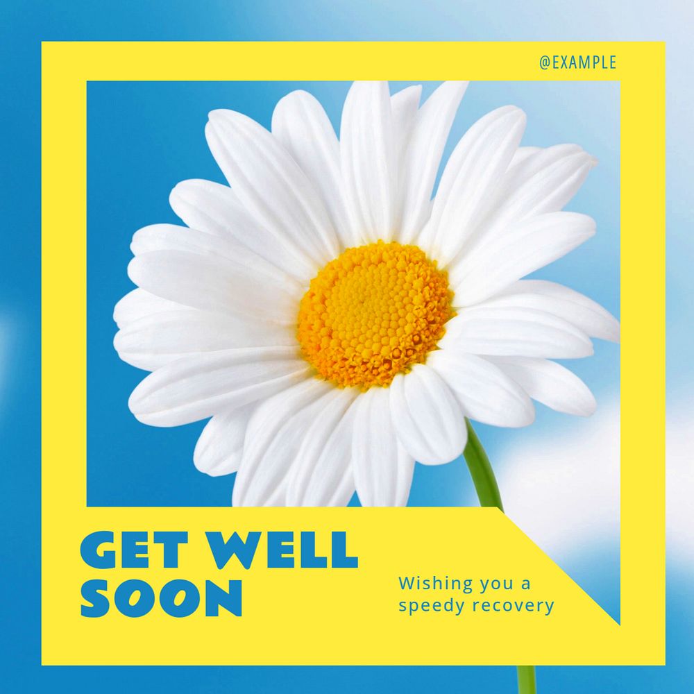 Get well soon Instagram post template, editable text