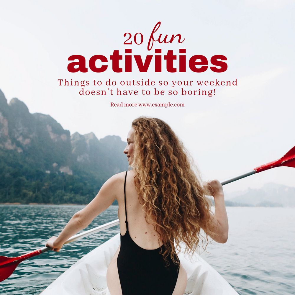 Weekend activities Instagram post template, editable text