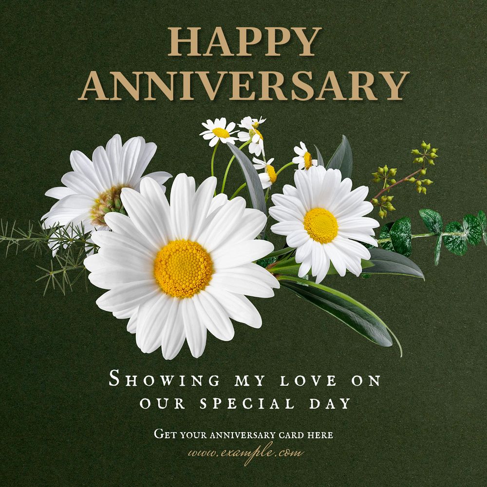 Happy anniversary Instagram post template, editable text