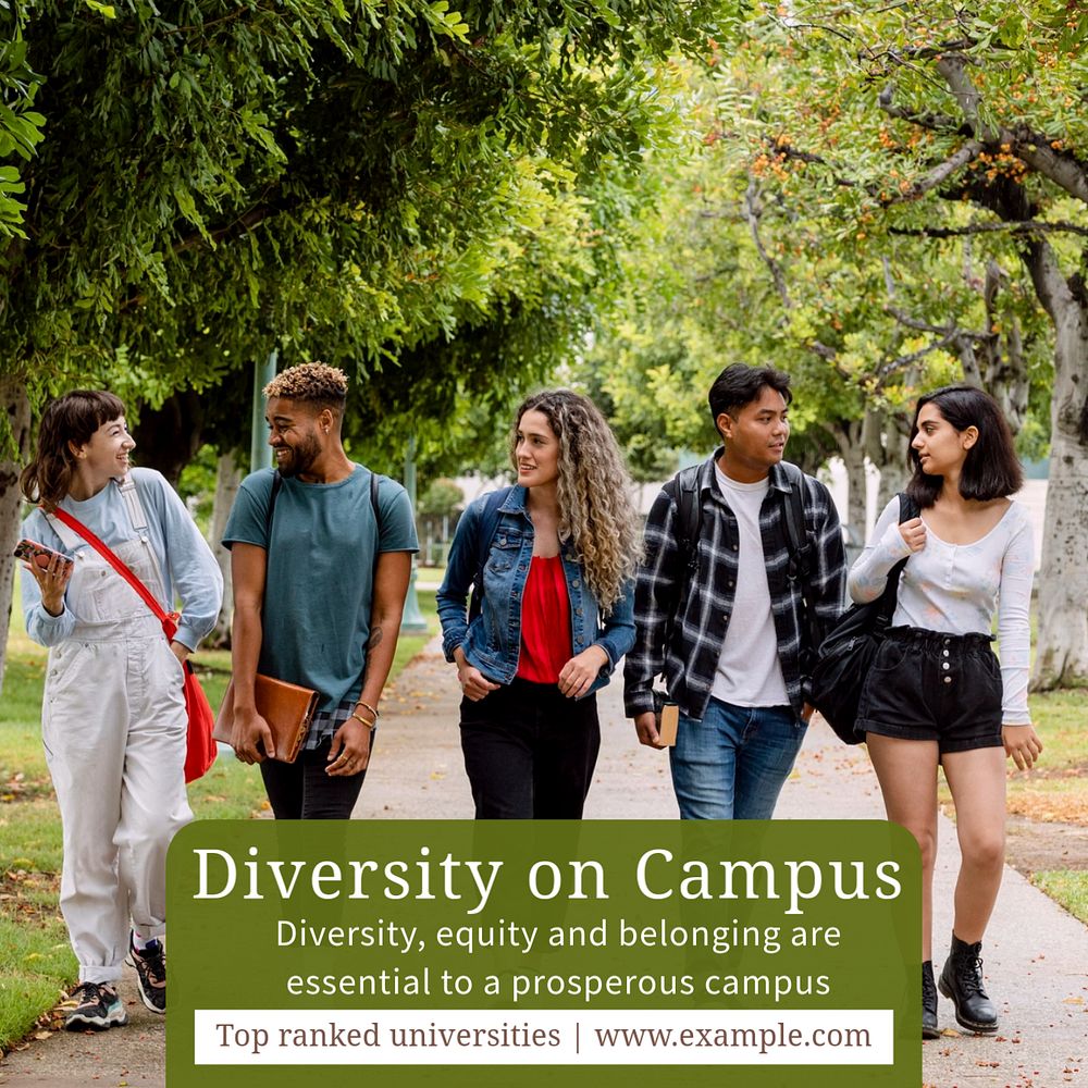 Diversity on campus Instagram post template, editable text