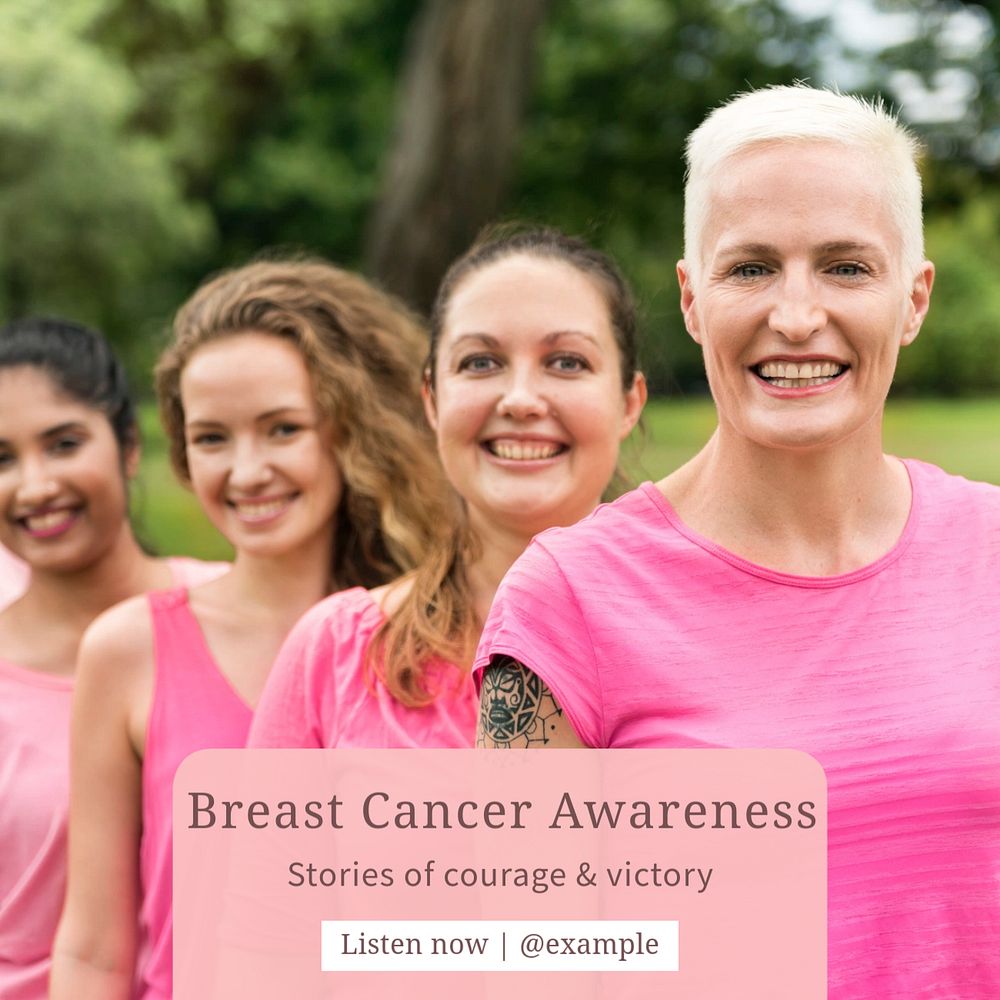 Breast cancer awareness Instagram post template, editable text