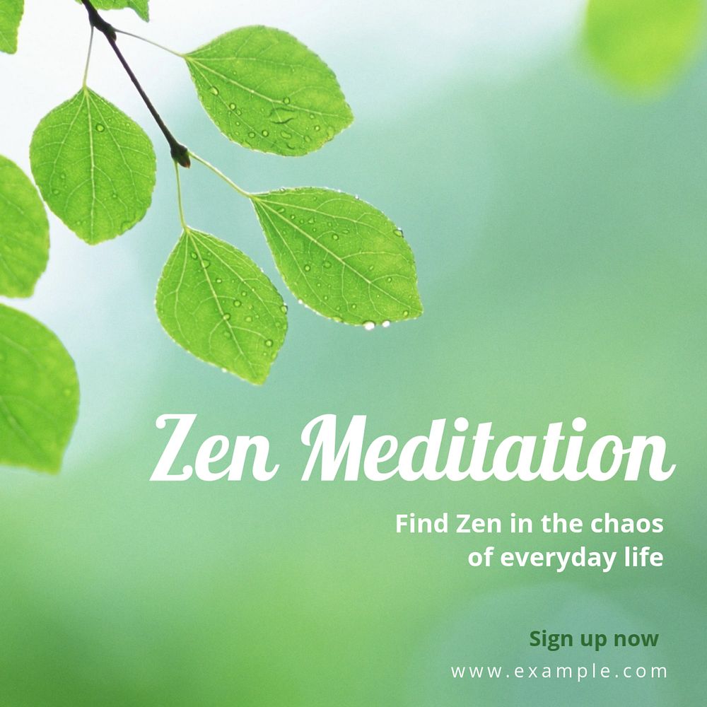 Zen meditation  Instagram post template, editable text