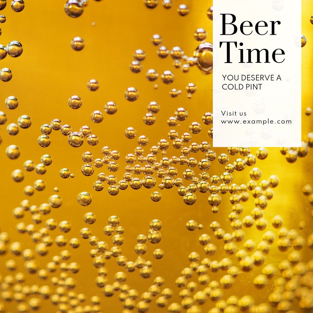 Beer time Instagram post template, editable text