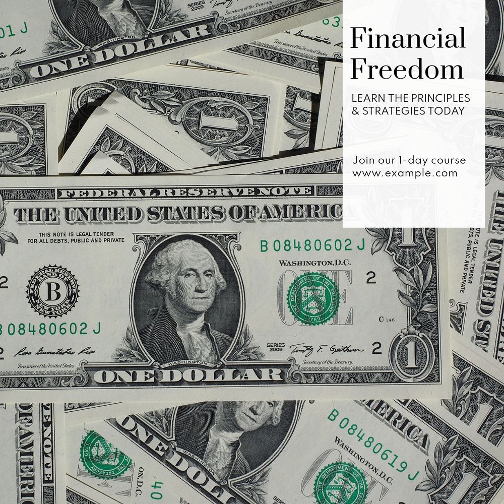 Financial freedom Instagram post template, editable text