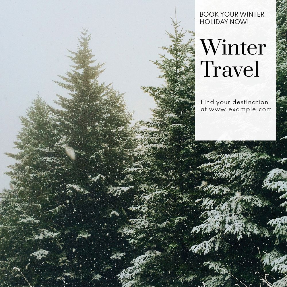 Winter travel Instagram post template, editable text