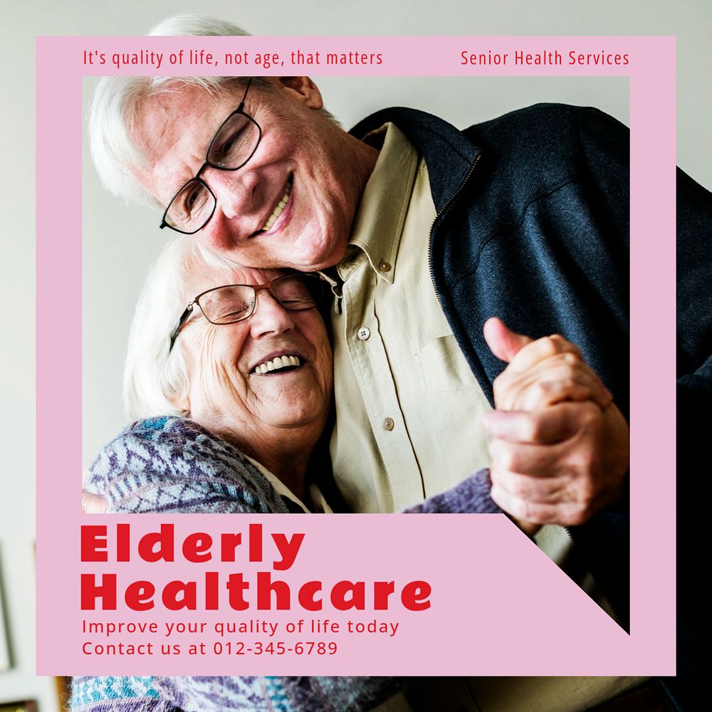 Elderly healthcare Instagram post template, editable text